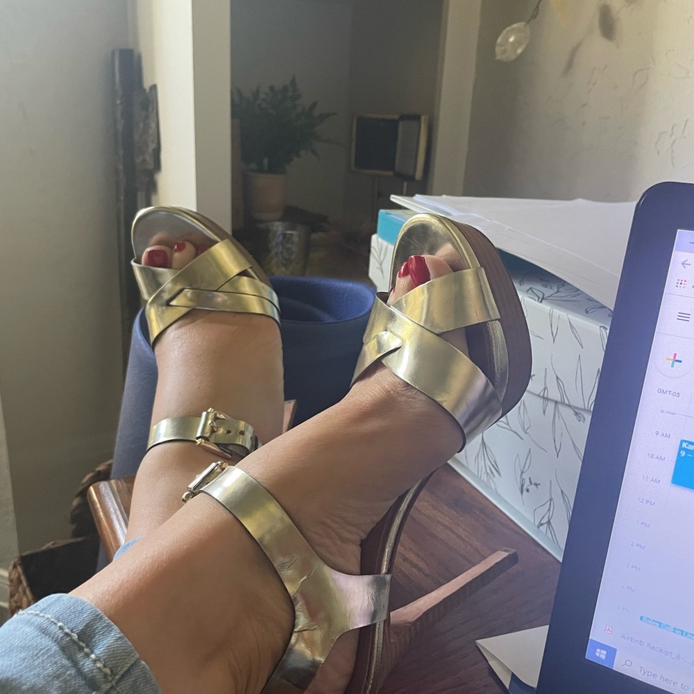 Coach Dani Mirror Metallic platform heels SZ 8